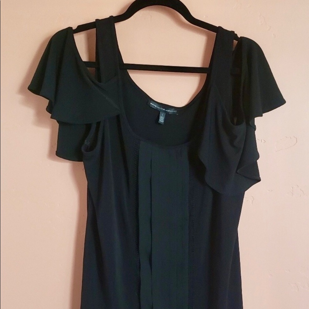 Black Dress Work Cold Shoulder Blouse WHBM